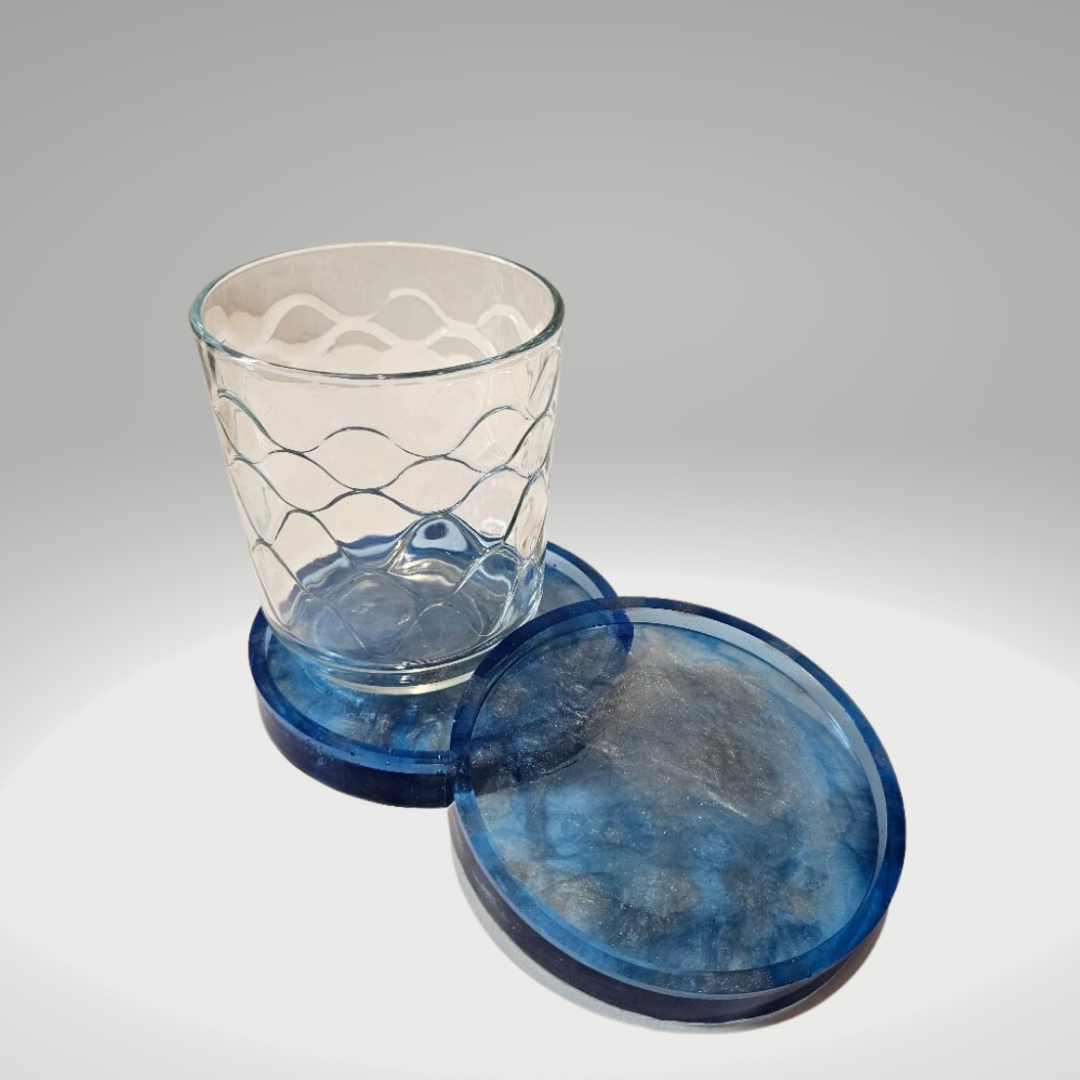 Blue and Silver drink coaster set (two)