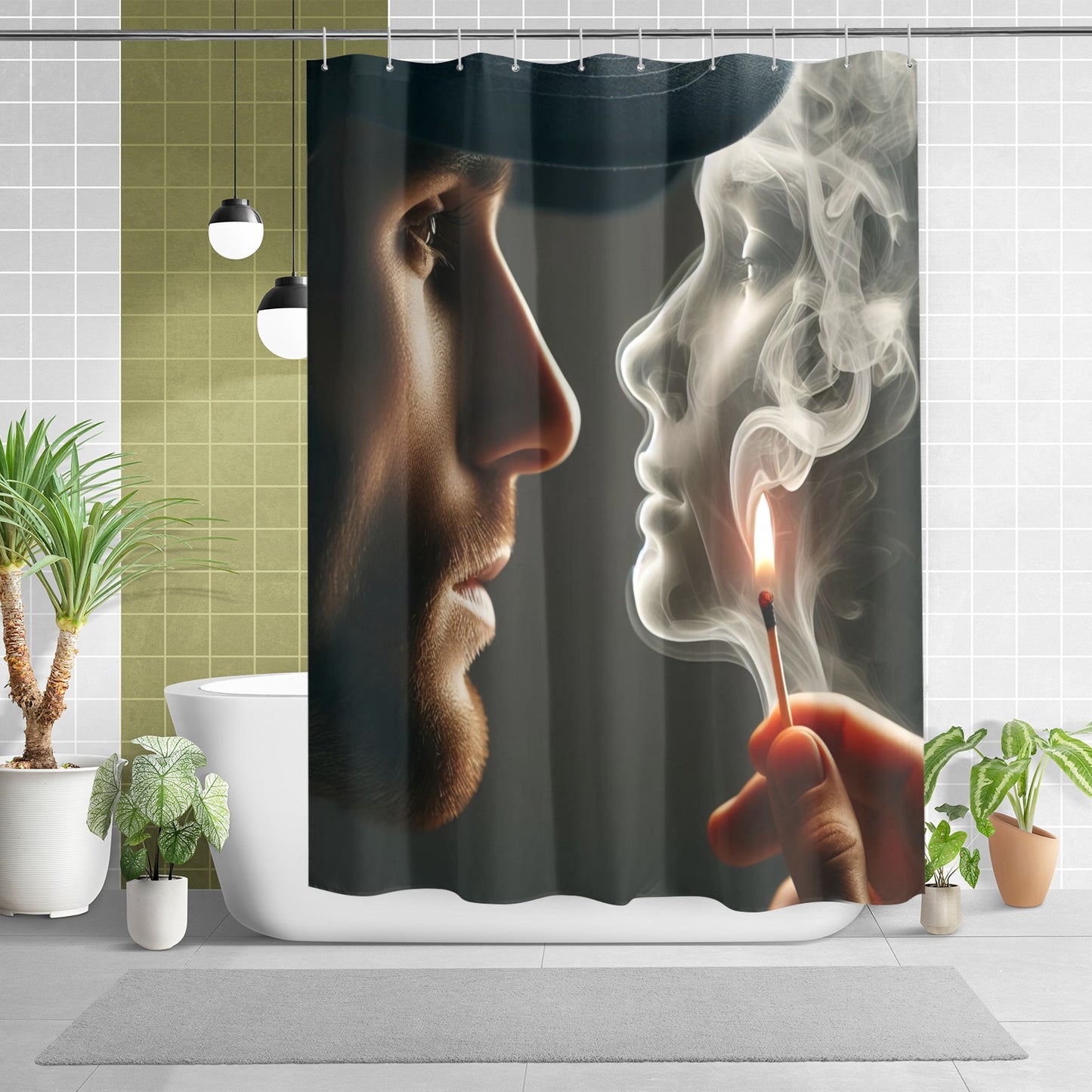 Man's love in smoke - (Caucasian) Shower Curtain 69"x70"