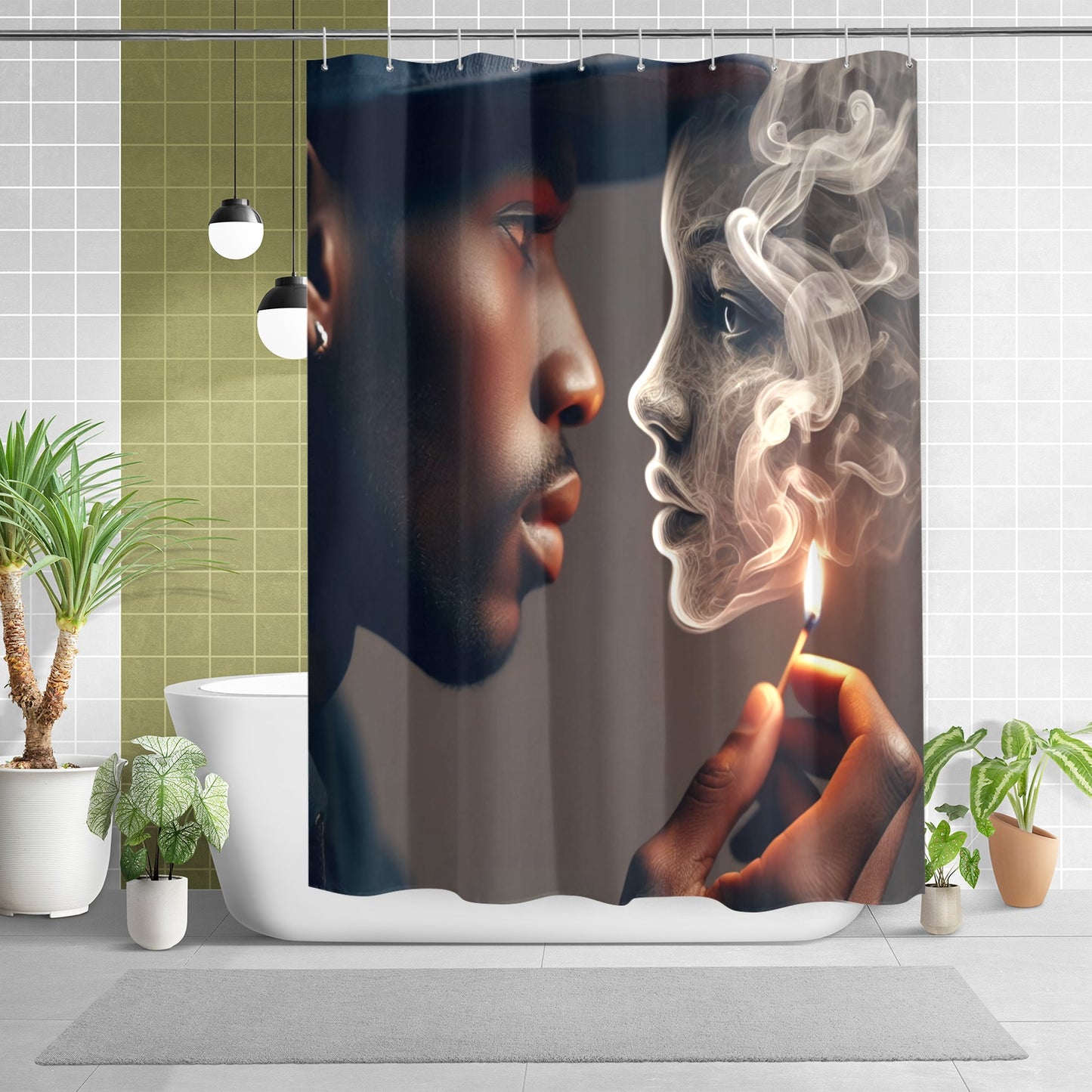 Man's love in smoke - (African American) Shower Curtain 69"x70"