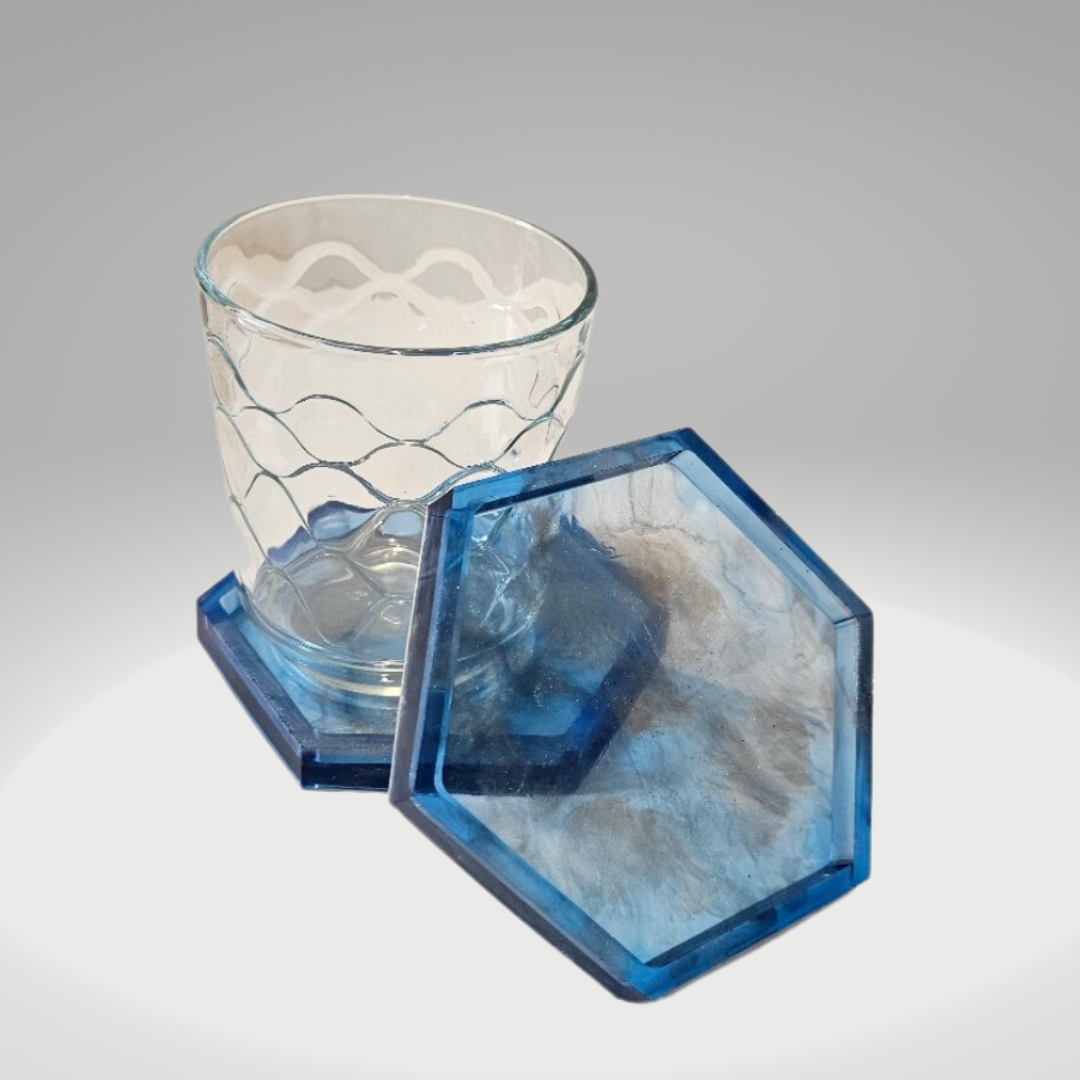 Blue and Silver drink coaster set (two)