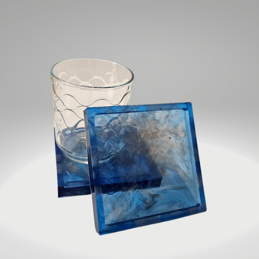 Blue and Silver drink coaster set (two)